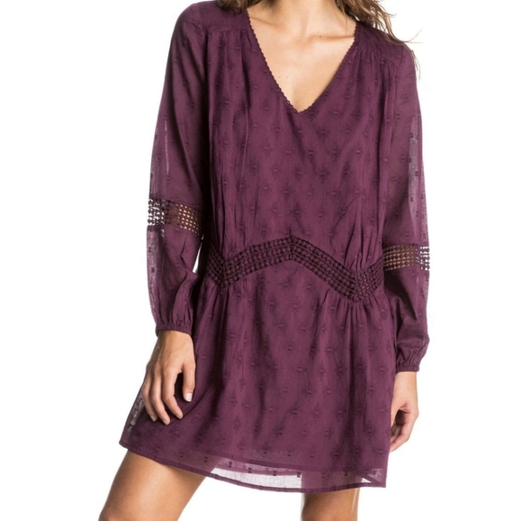 Roxy Dresses & Skirts - BNWT roxy cali stars long sleeve burgandy dress sm
